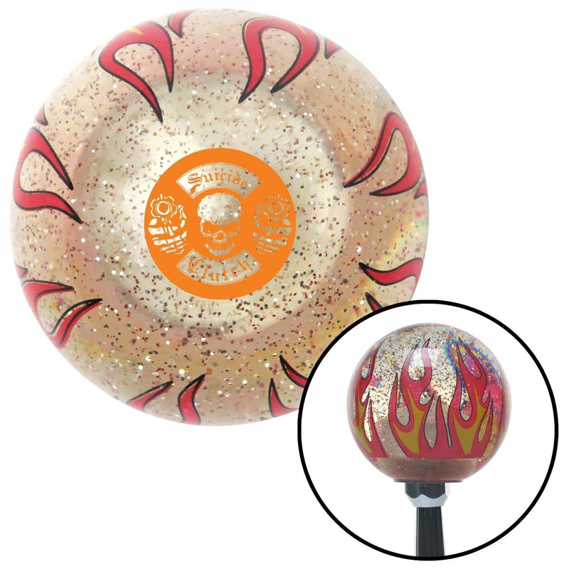  [AUSTRALIA] - American Shifter 295769 Shift Knob (Orange Suicide Clutch Clear Flame Metal Flake with M16 x 1.5 Insert)