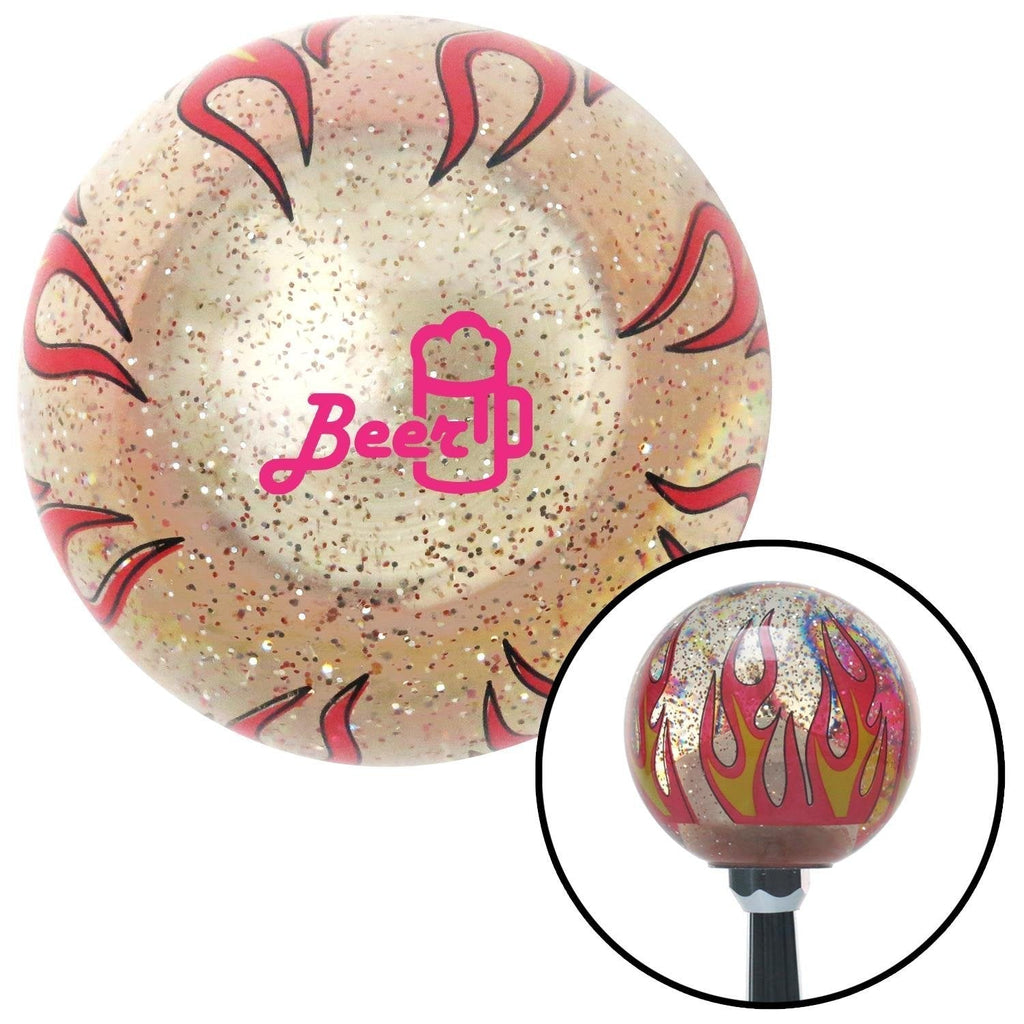  [AUSTRALIA] - American Shifter 295781 Shift Knob (Pink Beer and Mug Clear Flame Metal Flake with M16 x 1.5 Insert)