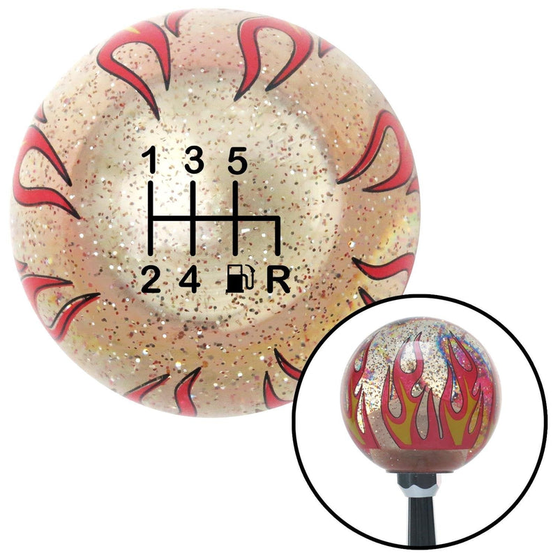  [AUSTRALIA] - American Shifter 296077 Shift Knob (Black 6 Speed Shift Pattern - Gas 41 Clear Flame Metal Flake with M16 x 1.5 Insert)