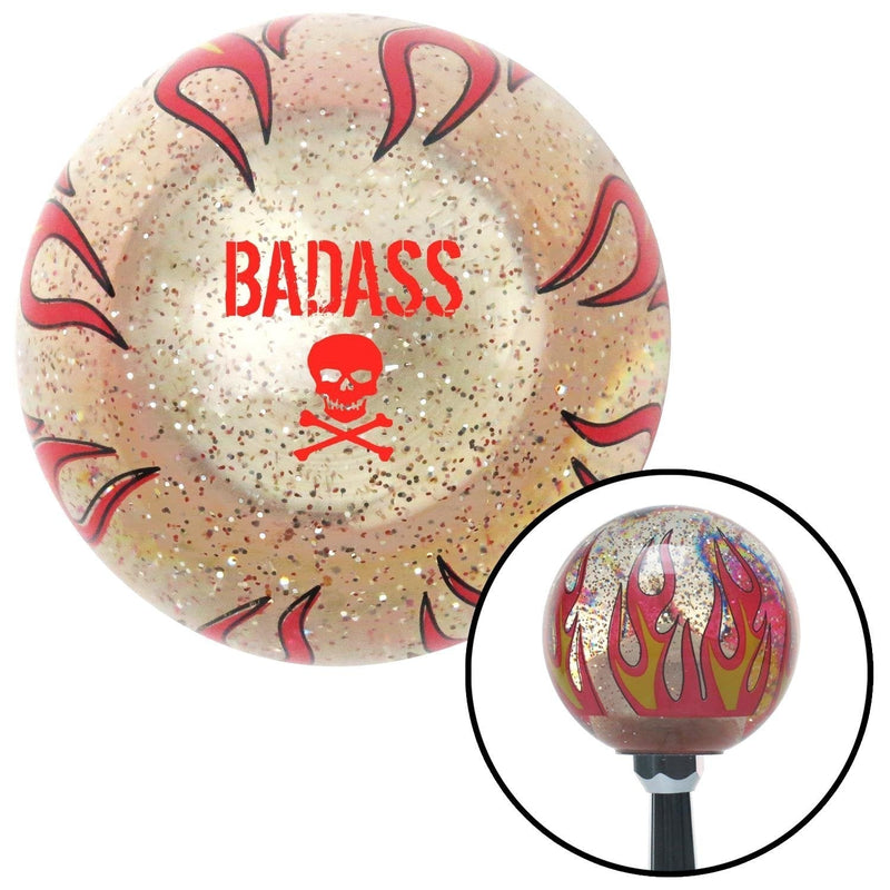  [AUSTRALIA] - American Shifter 296137 Shift Knob (Red Bad Ass Skull Clear Flame Metal Flake with M16 x 1.5 Insert)