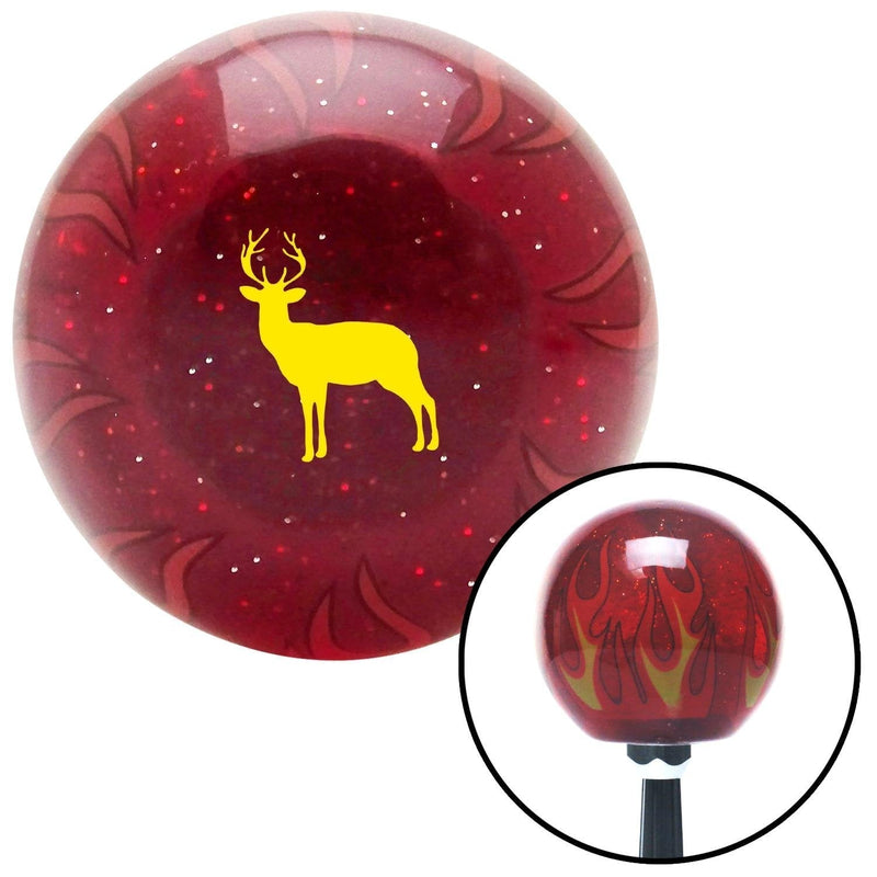  [AUSTRALIA] - American Shifter 296473 Shift Knob (Yellow Deer Silhouette Red Flame Metal Flake with M16 x 1.5 Insert)