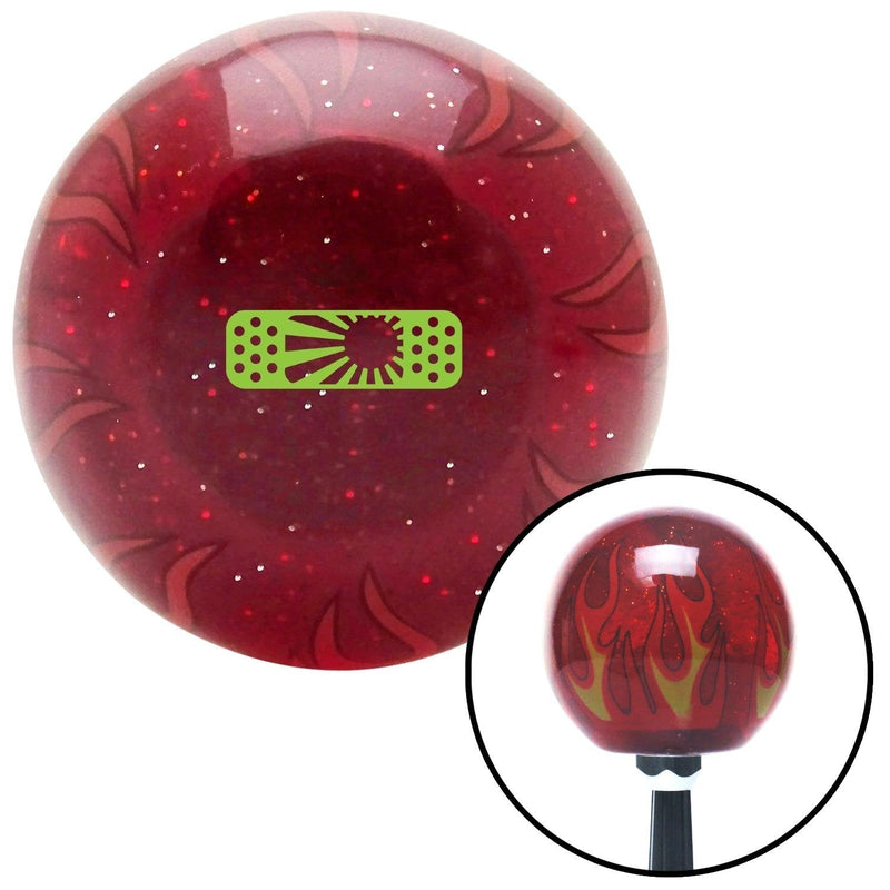  [AUSTRALIA] - American Shifter 297041 Shift Knob (Green JDM Band-Aid Single Red Flame Metal Flake with M16 x 1.5 Insert)