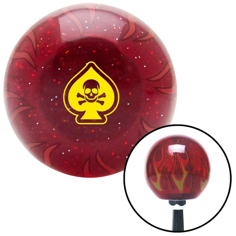  [AUSTRALIA] - American Shifter 297297 Shift Knob (Yellow Spade Skull Red Flame Metal Flake with M16 x 1.5 Insert)