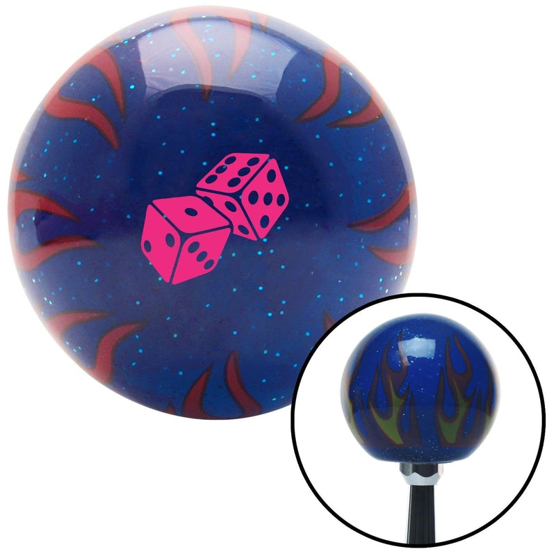  [AUSTRALIA] - American Shifter 297841 Shift Knob (Pink Set of Dice Blue Flame Metal Flake with M16 x 1.5 Insert)