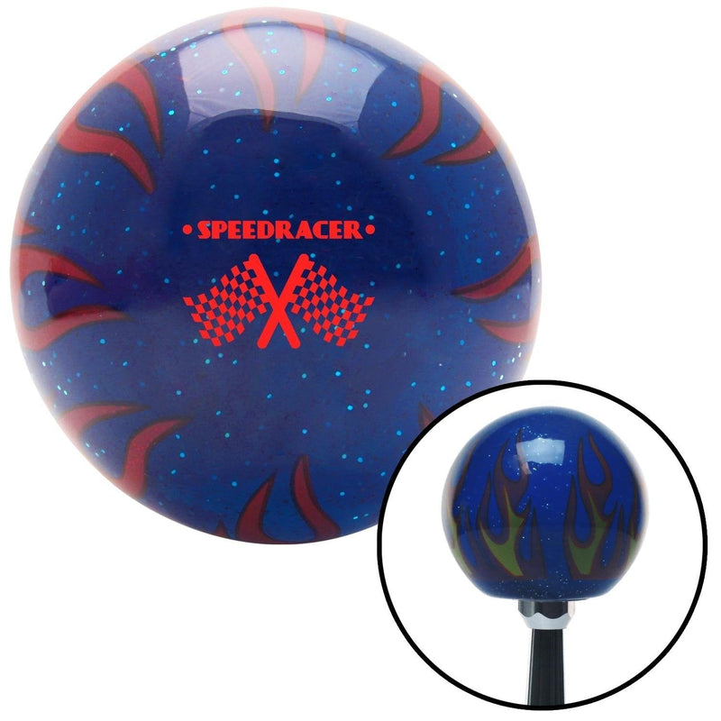  [AUSTRALIA] - American Shifter 298637 Shift Knob (Red Speed Racer Blue Flame Metal Flake with M16 x 1.5 Insert)