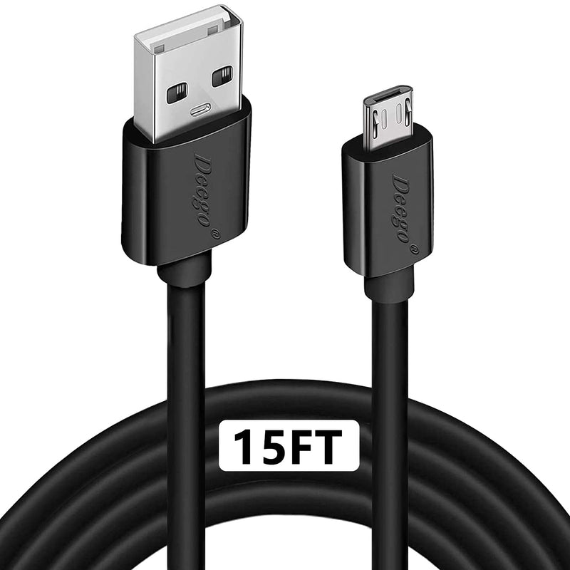  [AUSTRALIA] - Micro USB Cable,15Ft Extra Long PS4 Controller Charger Cable, DEEGO Durable Android Charging Cord for Samsung Galaxy S7 Edge S6,Note 5,Note 4,Moto G5,Android Phone,Kindle Fire,Black Black