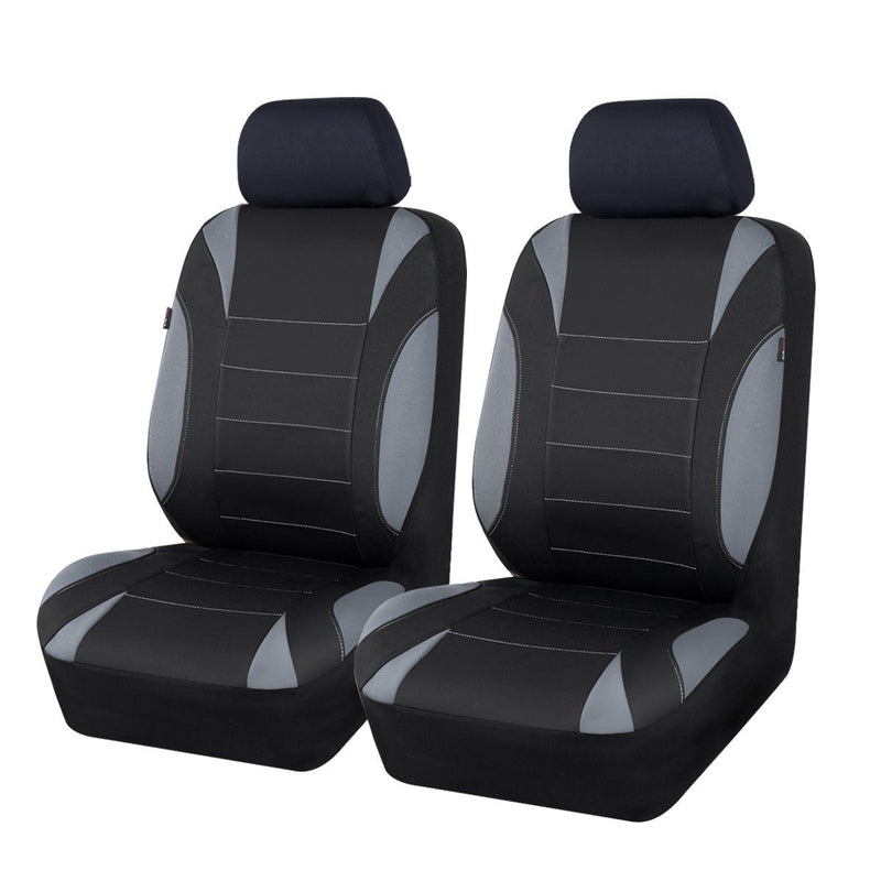  [AUSTRALIA] - HOLIDAY SALE: CAR PASS Neoprene 6PCS waterproof Two front seat car seat covers set- Universal fit for vehicles, Car With 5mm Composite Sponge Inside,Airbag Compatible (Black and Gray) Waterproof Material: Neoprene Black and Gray