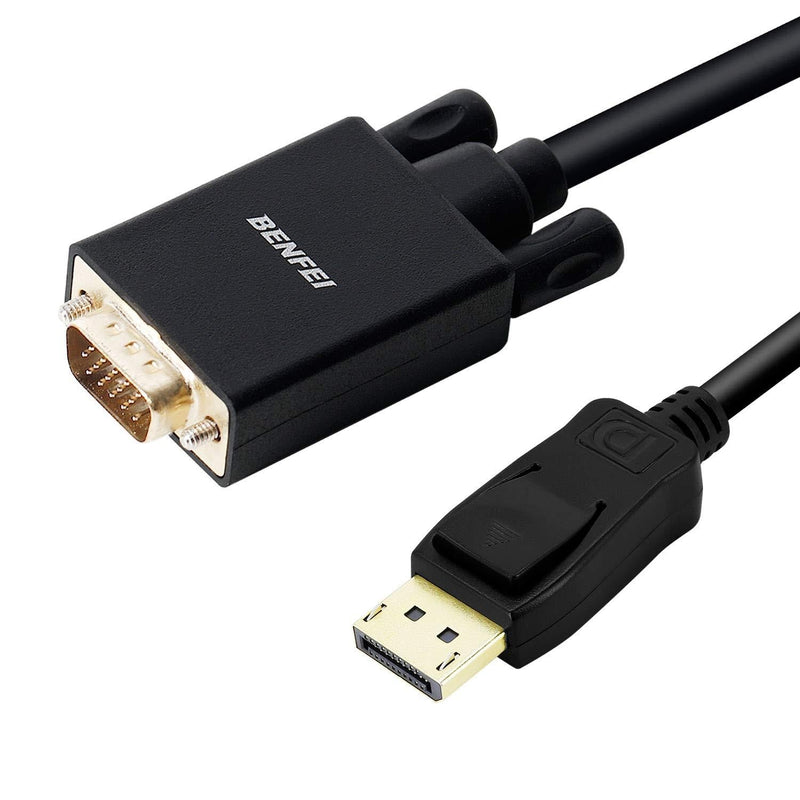  [AUSTRALIA] - DisplayPort to VGA Adapter, Benfei DP DisplayPort to VGA 6 Feet Cable Male to Male Gold-Plated Cord Compatible for Lenovo, Dell, HP, ASUS and Other Brand 1 PACK