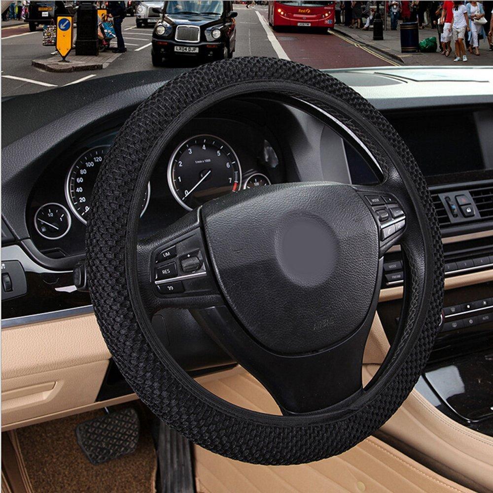  [AUSTRALIA] - Rayauto Breathable Mesh Car Steering Wheel Cover Anti-slip No Fixed Inner Race-black black