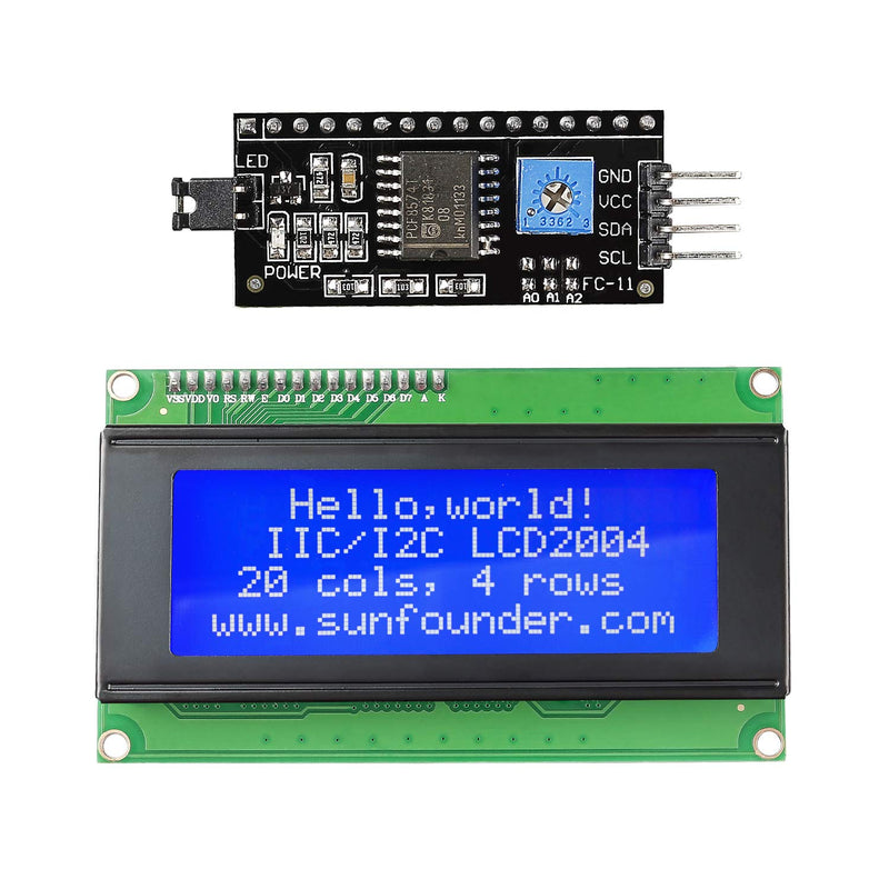  [AUSTRALIA] - SunFounder IIC I2C TWI Serial 2004 20x4 LCD Module Shield Compatible with Arduino R3 Mega2560 20x4 I2C LCD