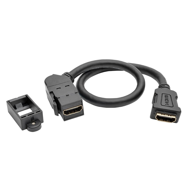 Tripp Lite High-Speed HDMI with Ethernet All-in-One Keystone/Panel Mount Coupler Cable (F/F), Angled Connector, 1 ft. (P164-001-KPA-BK) - LeoForward Australia