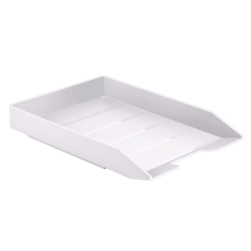 Acrimet Stackable Letter Tray Front Load Plastic Desktop File Organizer (White Color) (1 Unit) - LeoForward Australia