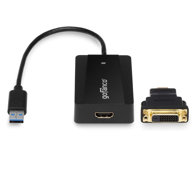  [AUSTRALIA] - gofanco USB 3.0 to HDMI Video Graphics Adapter for Multiple Monitors - Up to 2560x1440 for Windows and macOS, DisplayLink Chip, Includes HDMI-to-DVI Adapter, USB HDMI (USB3HDMI) USB 3.0 to HDMI / DVI