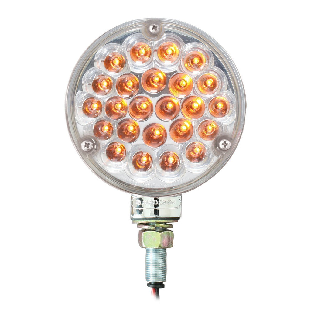  [AUSTRALIA] - Grand General 78355 4" Single Faced Amber Pearl 24 LED Sealed Pedestal Light with Clear Lens