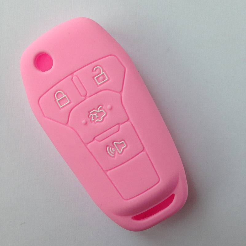  [AUSTRALIA] - Pink Silicone Fob Skin Cover for 2016 Ford Fusion Ford Explorer Ford Edge Flip keyless Entry fob Remote Key Protector Key Jacket Holder N5F-A08TAA 164-R7986 NF5-AO8TAA 3248-A08TAA 5924003 Gift