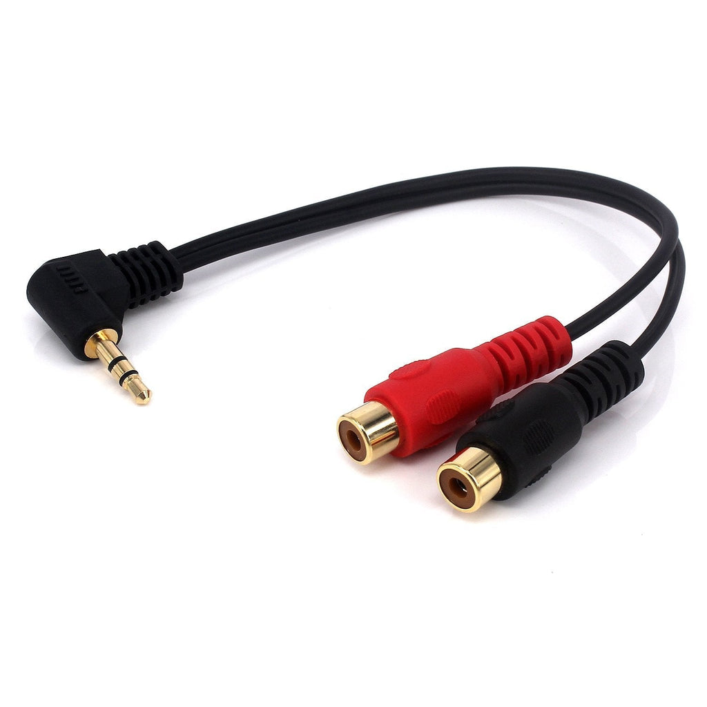Yeworth 0.6FT 20cm 90 Degree Right-Angled 3.5mm (Mini) 1/8" TRS Stereo Male to Dual Female RCA Jack Adapter Cable 3.5 M-RCA F - LeoForward Australia
