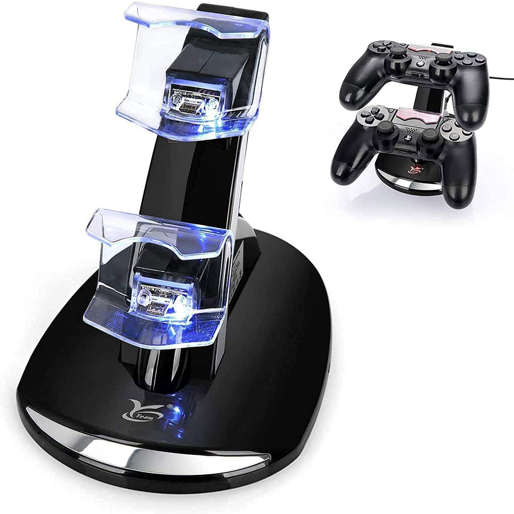  [AUSTRALIA] - PS4 Controller Charger, Y Team Playstation 4 / PS4 / PS4 Pro / PS4 Slim Controller Charger Charging Docking Station Stand.Dual USB Fast Charging Station & LED Indicator for Sony PS4 Controller--Black