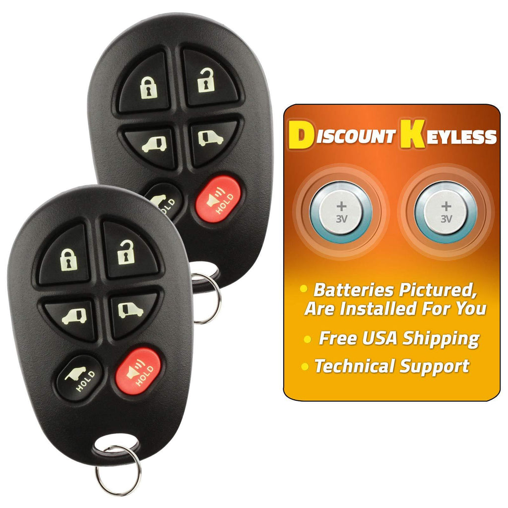  [AUSTRALIA] - Discount Keyless Replacement Hatch Van Doors Key Fob Car Entry Remote For Toyota Sienna GQ43VT20T (2 Pack) Set of 2
