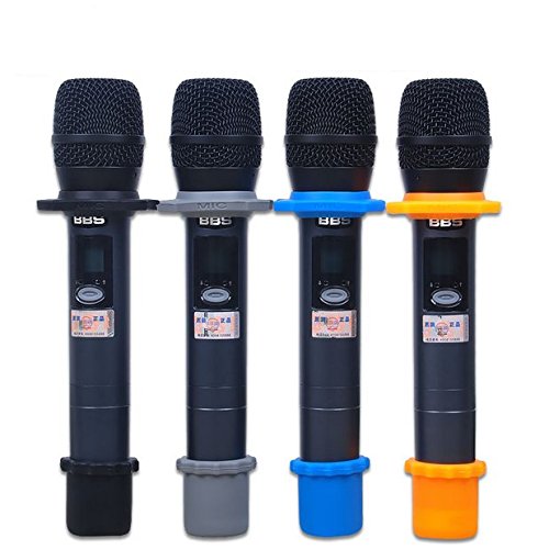  [AUSTRALIA] - Auch 4 Sets Shakeproof Wireless Handheld Microphone Anti-Rolling Mic Protection Silicone Ring & Bottom Rod Sleeve Holder Set for KTV Device, Multi-Colored