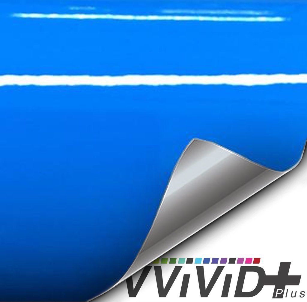  [AUSTRALIA] - VVIVID+ Glossy Smurf Blue Vinyl Car Wrap Film DIY Easy to Install No-Mess Decal (1ft x 5ft) 1ft x 5ft