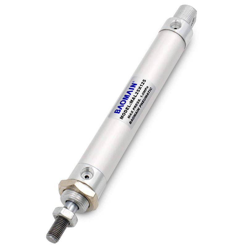 Baomain Mini Pneumatic Air Cylinder MAL 25 X 125 Single Male Thread Rod Dual Action 25mm(1 inch) Bore 125mm(5 inch) Stroke - LeoForward Australia