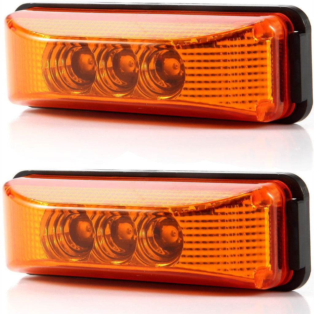  [AUSTRALIA] - 2pcs 3.9 inches 3 Leds Truck Trailer 12V Led Front Rear Led Side Marker Lights Indicator Lamp Rock Light for Truck Trailer Boats,Sealed and Waterproof, Surface Mounted Installation, 2 Amber