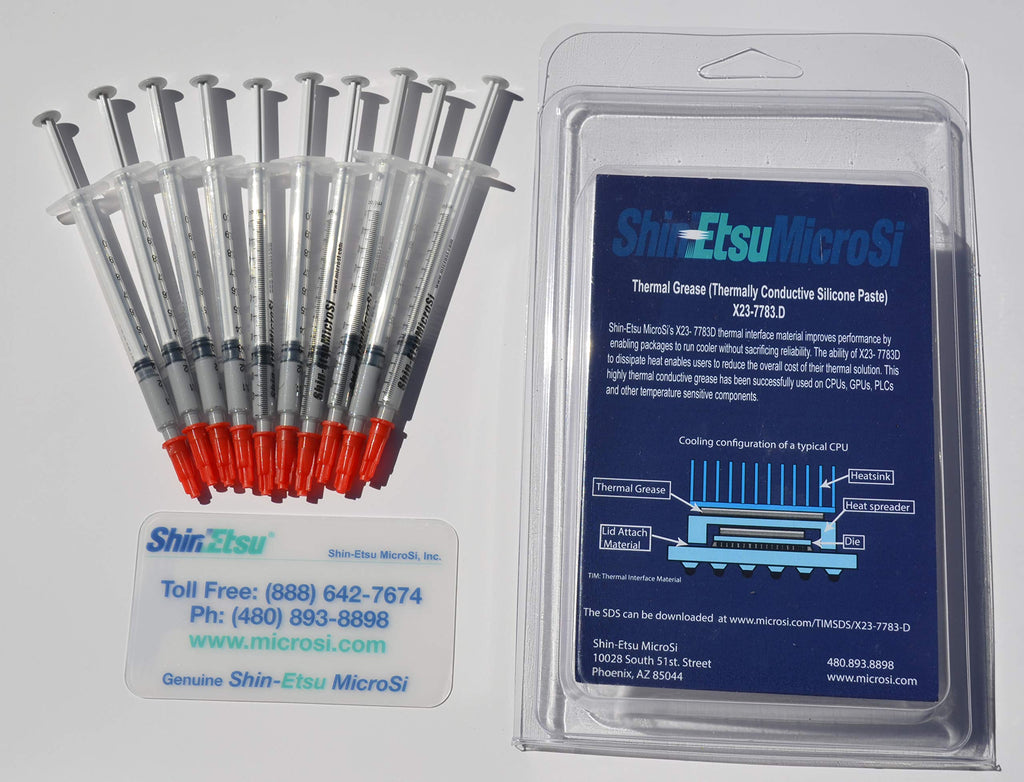 X23-7783D, Direct from Manufacturer, Shin-Etsu MicroSi Genuine High Performance Silicone Thermal Grease, Ten 0.5 gm Syringes (10x0.5 gm), with Lot #, Exp. Date - LeoForward Australia