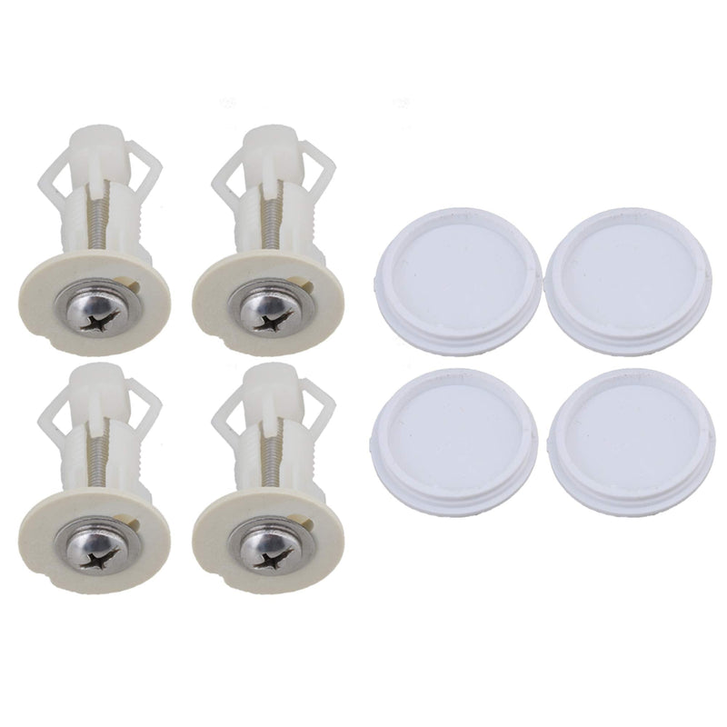  [AUSTRALIA] - RDEXP White Plastic Toilet Seat Cover Hinge Blind Hole Nut Top Fixing Screw Pack of 4