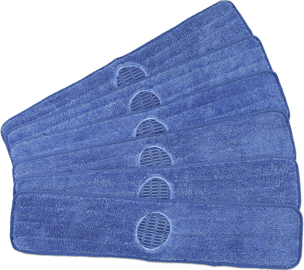 CleanAide Professional Twist Yarn Microfiber Mop Pads with Scrubbing Spot Cleaning – Reusable Washable Hook and Loop Head Replacements for Wet and Dry Mopping (Blue, 24 inches, 6-Pack) Blue - LeoForward Australia