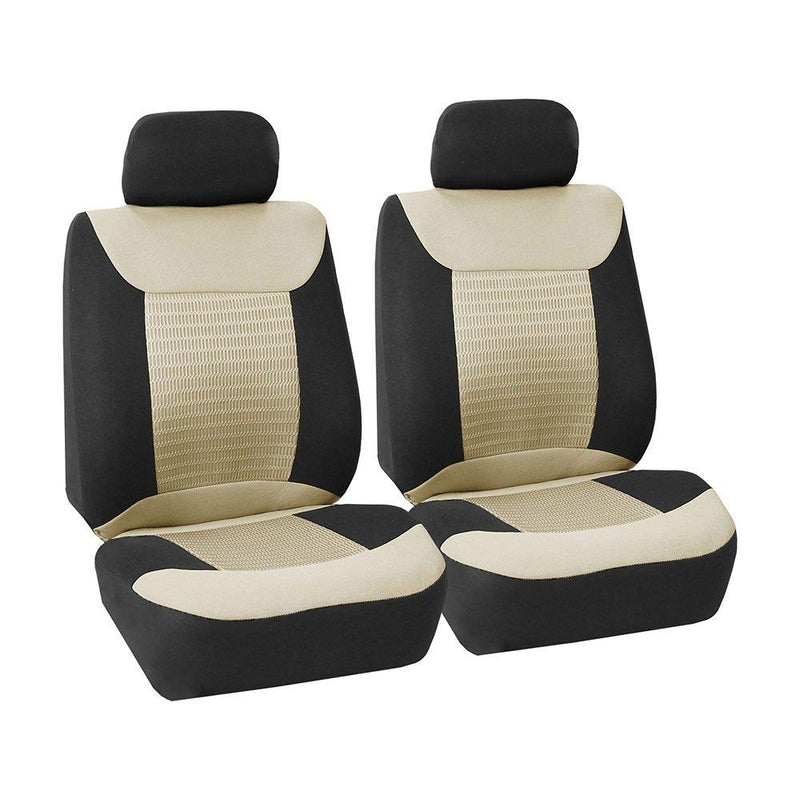  [AUSTRALIA] - FH Group FB062BEIGE102 Seat Cover (Premium Fabric with 3D Air Mesh Airbag Compatible (Set of 2) Beige)