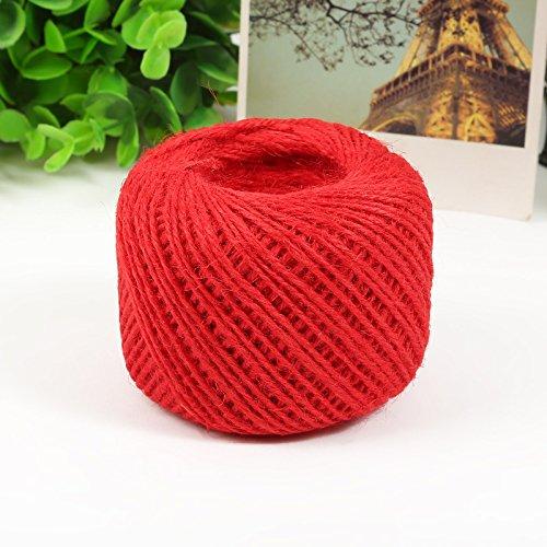  [AUSTRALIA] - YPSelected 50 Meters Colourful Hemp Natural Jute Twine Hessian String Cord 2mm (Red) Red