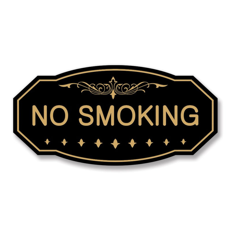  [AUSTRALIA] - NO Smoking Victorian Door/Wall Sign (Black/Gold) - Small 3" x 6" Small 3" x 6" Black / Gold