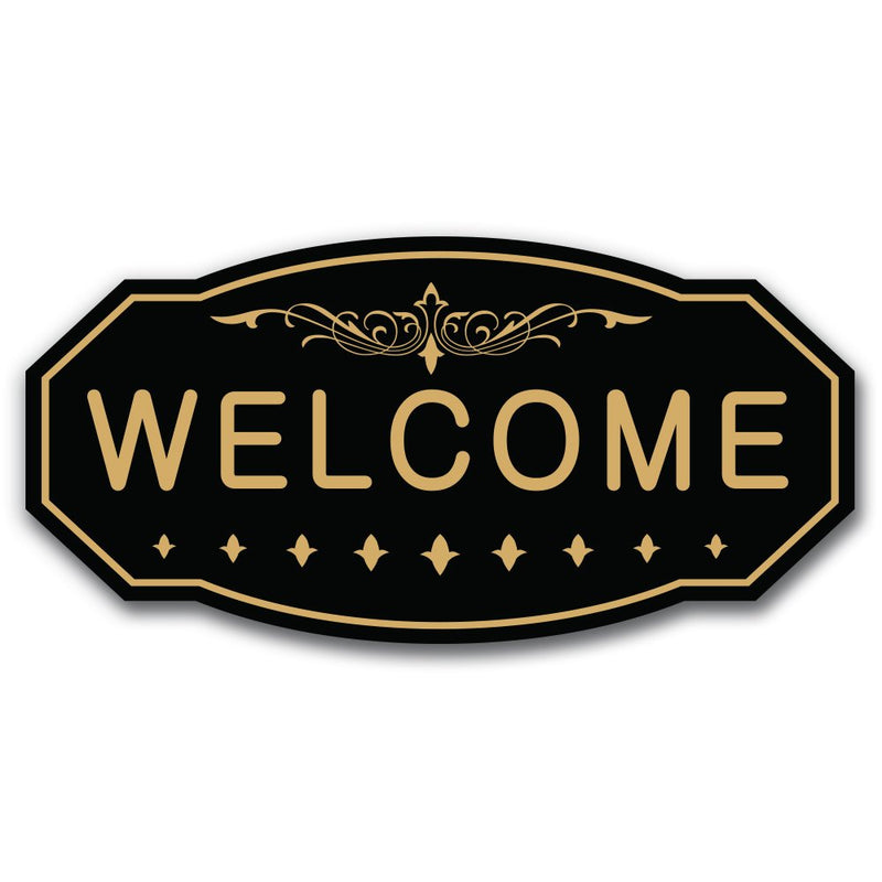  [AUSTRALIA] - Welcome Victorian Door/Wall Sign (Black/Gold) - Small 3" x 6" Small 3" x 6" Black / Gold