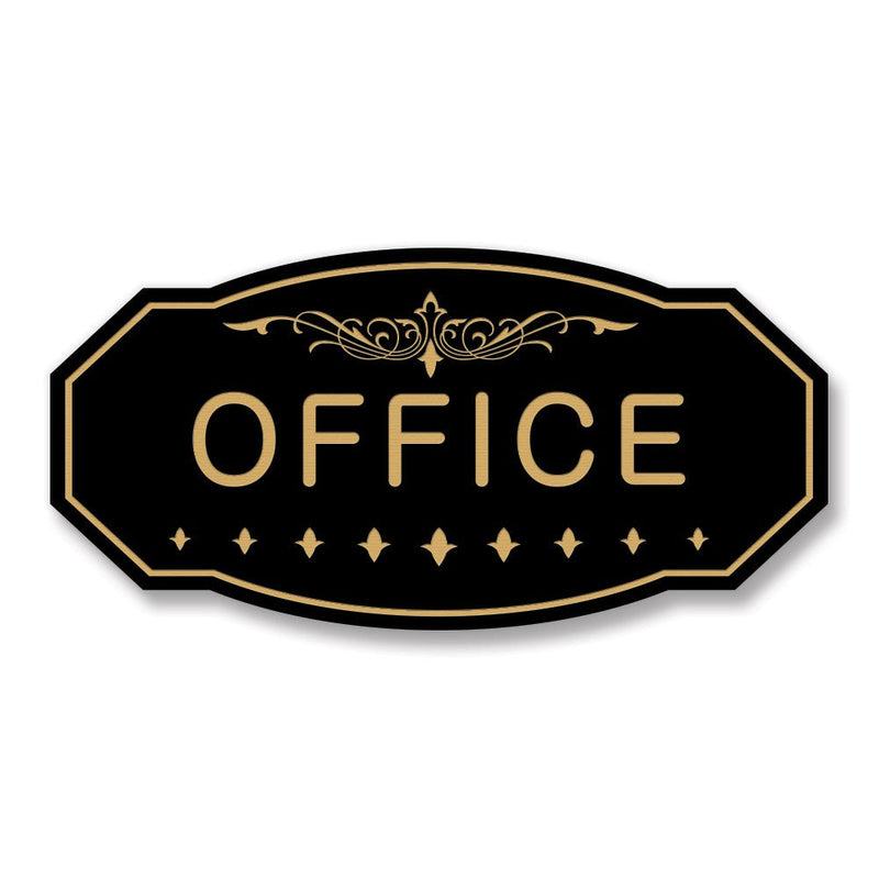  [AUSTRALIA] - Office Victorian Door/Wall Sign (Black/Gold) - Large 5" x 10" Large 5" x 10" Black / Gold