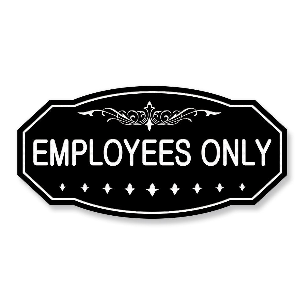  [AUSTRALIA] - Employees ONLY Victorian Door/Wall Sign (Black) - Small 3" x 6" Small 3" x 6" Black