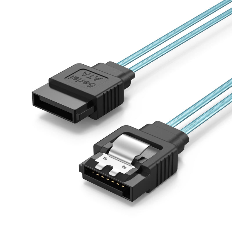  [AUSTRALIA] - CableCreation SATA III Cable, [5-Pack] 8-inch SATA III 6.0 Gbps 7pin Female Straight to Straight Female Data Cable with Locking Latch, 0.6 FT Blue 0.6FT