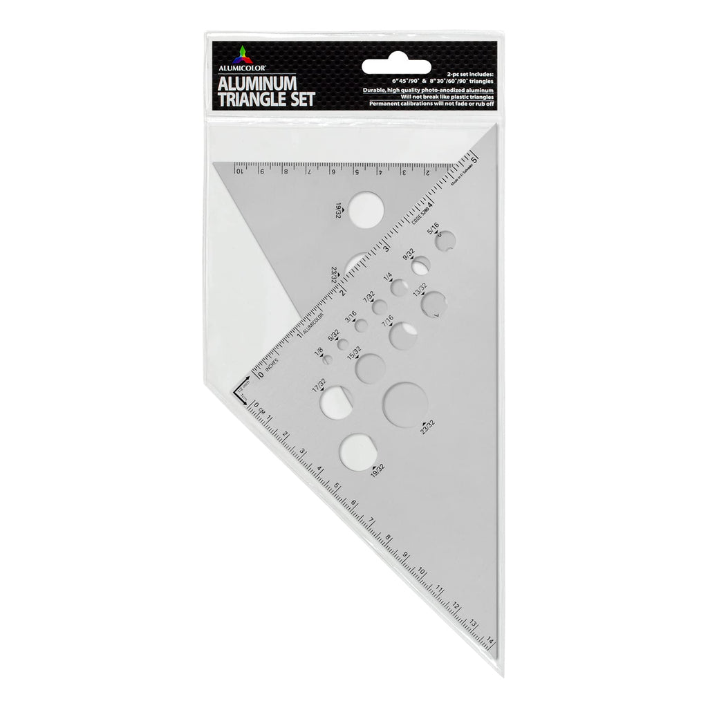  [AUSTRALIA] - Alumicolor Calibrated Triangle Set: 6 inch 45-90 Degree and 8 inch 30-60-90 Degree Triangles, Aluminum, Silver (5200-1)