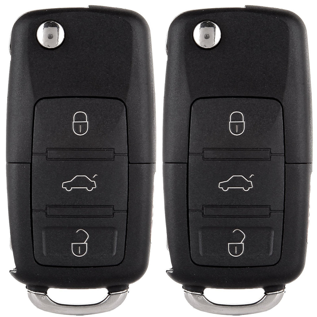  [AUSTRALIA] - ECCPP Replacement fit for Uncut Keyless Entry Remote Control Car Key Fob Shell Case Volkswagen Beetle/Golf/Jetta/Passat HLO1J0959753AM (Pack of 2)