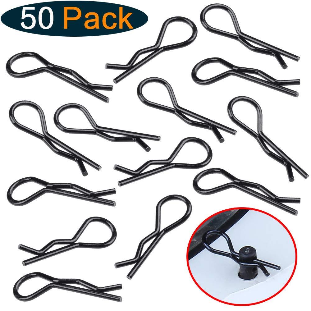 HobbyPark RC Body Clips Bent Springy R Pins Black Replacement Parts for 1/12 1/10 RC Car Crawler Truck Off Road Buggy Shell (50-Pack) - LeoForward Australia