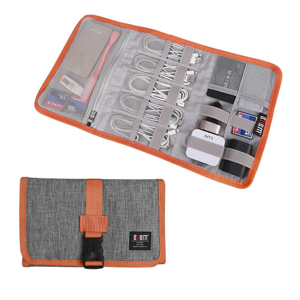  [AUSTRALIA] - Electronic Organizer, BUBM Travel Cable Bag/USB Drive Shuttle Case/ Electronics Accessory Organizer for Home Office-Grey Grey