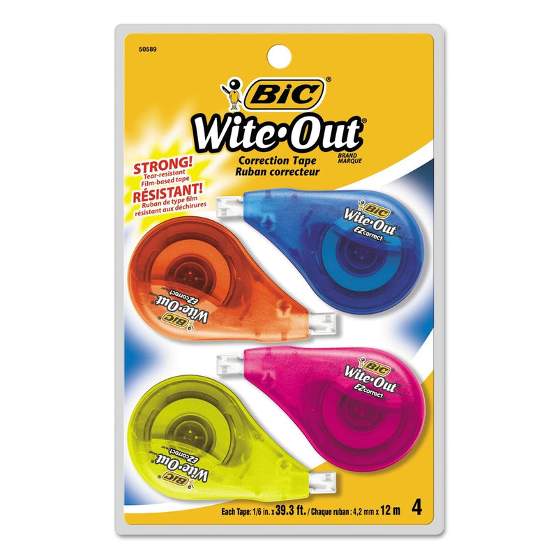  [AUSTRALIA] - Bic Wotapp418 Wite-Out Ez Correct Correction Tape, Non-Refillable, 1/6-Inch X 400-Inch, 4/Pack