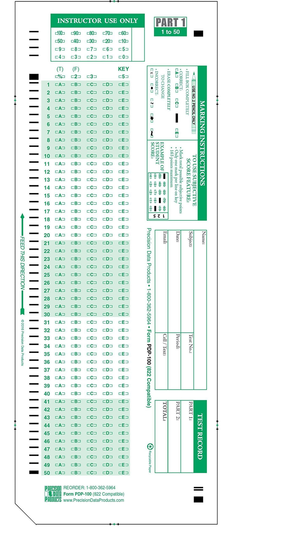  [AUSTRALIA] - PDP-100, 882-E Compatible Testing Forms (25 Sheet Pack)