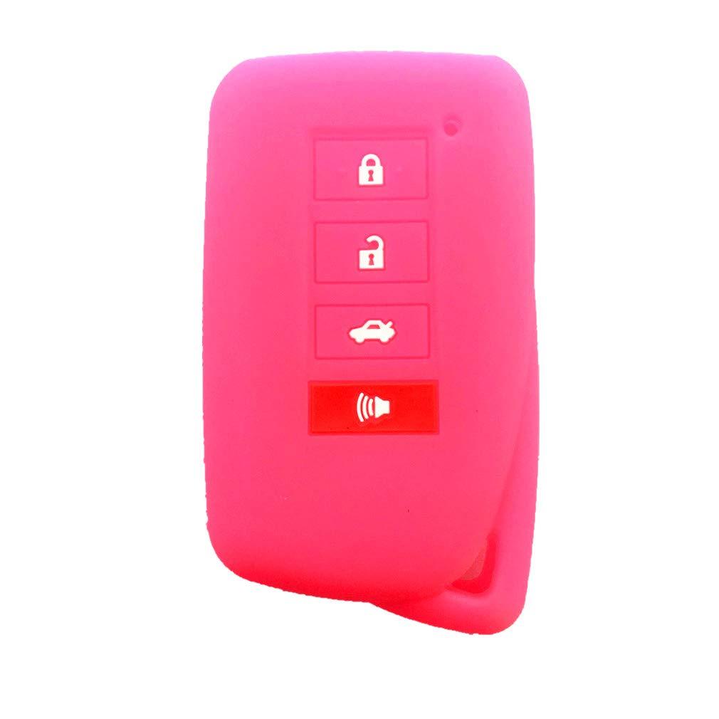 WFMJ Rose Red Silicone 4 Buttons Remote Smart Key Cover Chain Case for Lexus ES300h GS350 GS450h is F IS250 IS350 LS460 LS600h ES350 NX300h RC F NX200t - LeoForward Australia