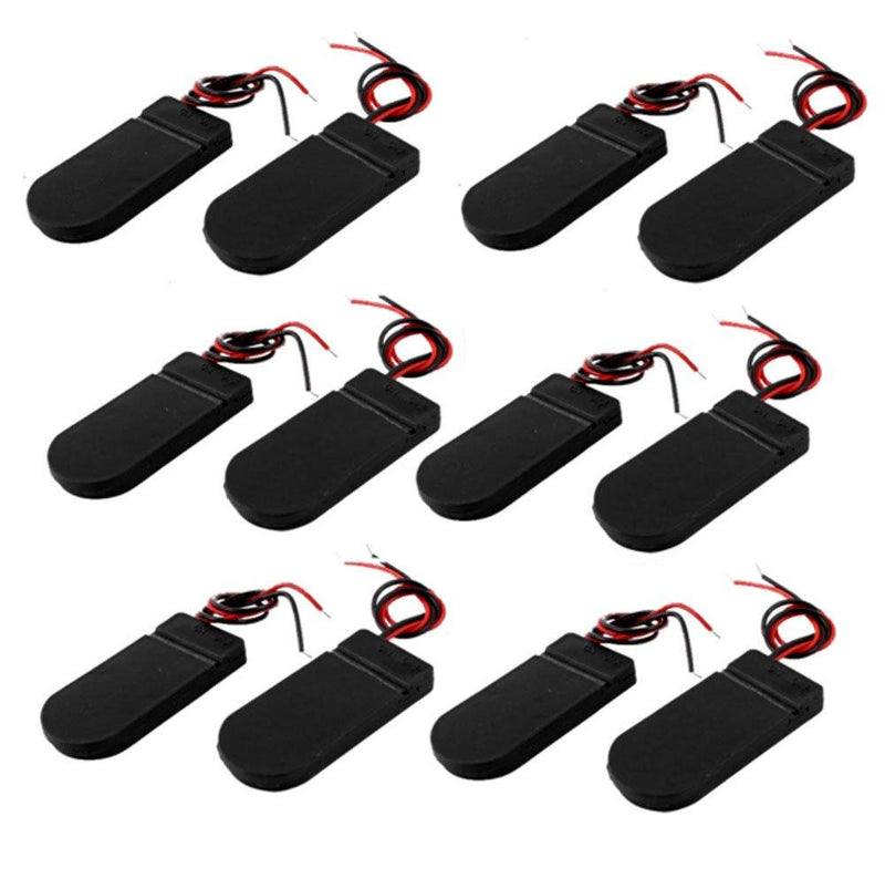 Mini Skater 12 PCS ON/Off Switch 2 x 3V CR2032 Cell Button Battery Holder for LED(Black) - LeoForward Australia