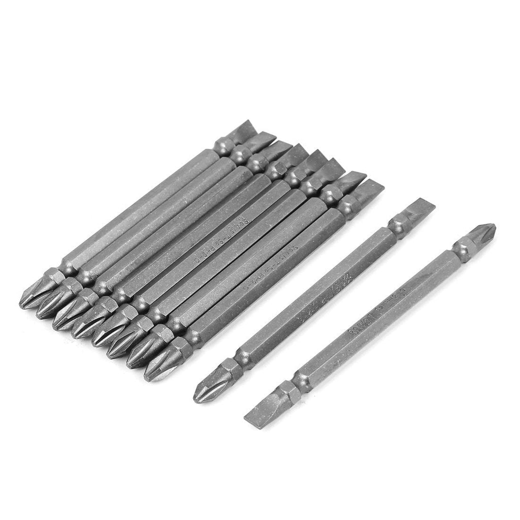  [AUSTRALIA] - uxcell a16011600ux0474 100mm Long Mangetic Two Ways Slotted Phillips Screwdriver Bits Gray 10Pcs,