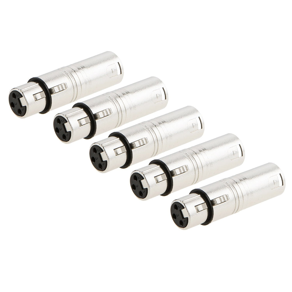  [AUSTRALIA] - CableCreation [5-Pack] XLR 3 Pin Female to XLR 3 Pin Male Adaptor, Silver [5-Pack]