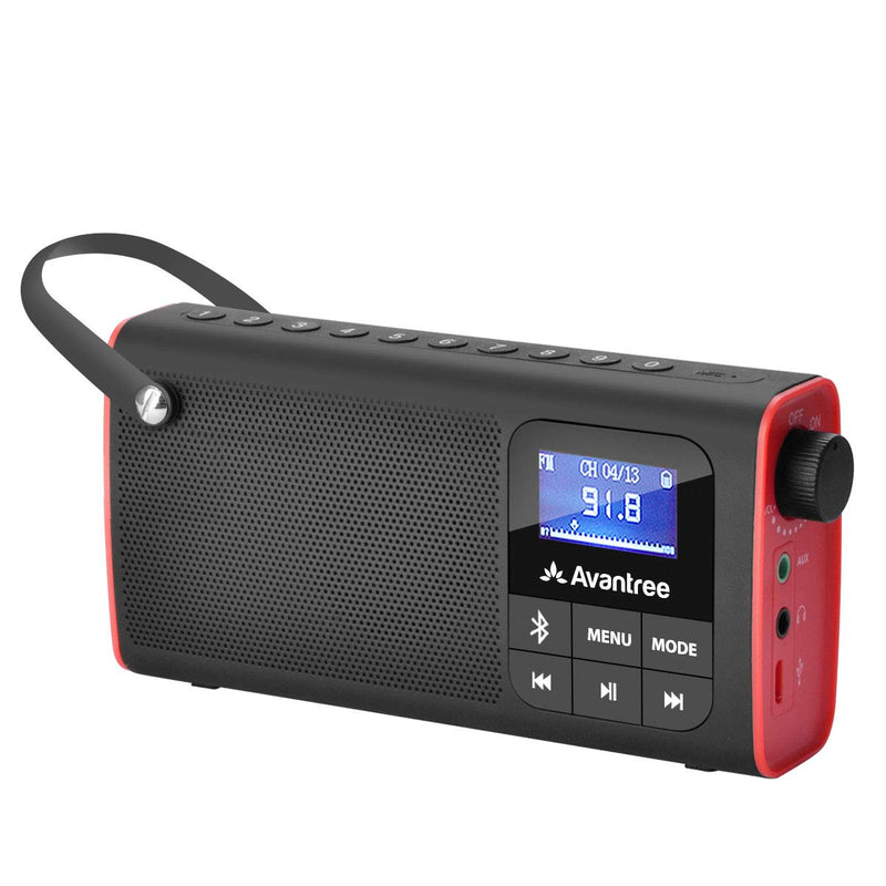  [AUSTRALIA] - Avantree SP850 Rechargeable Portable FM Radio with Bluetooth Speaker and SD Card MP3 Player 3-in-1, Auto Scan Save, LED Display, Small Handheld Pocket Battery Operated Wireless Radio (No AM)