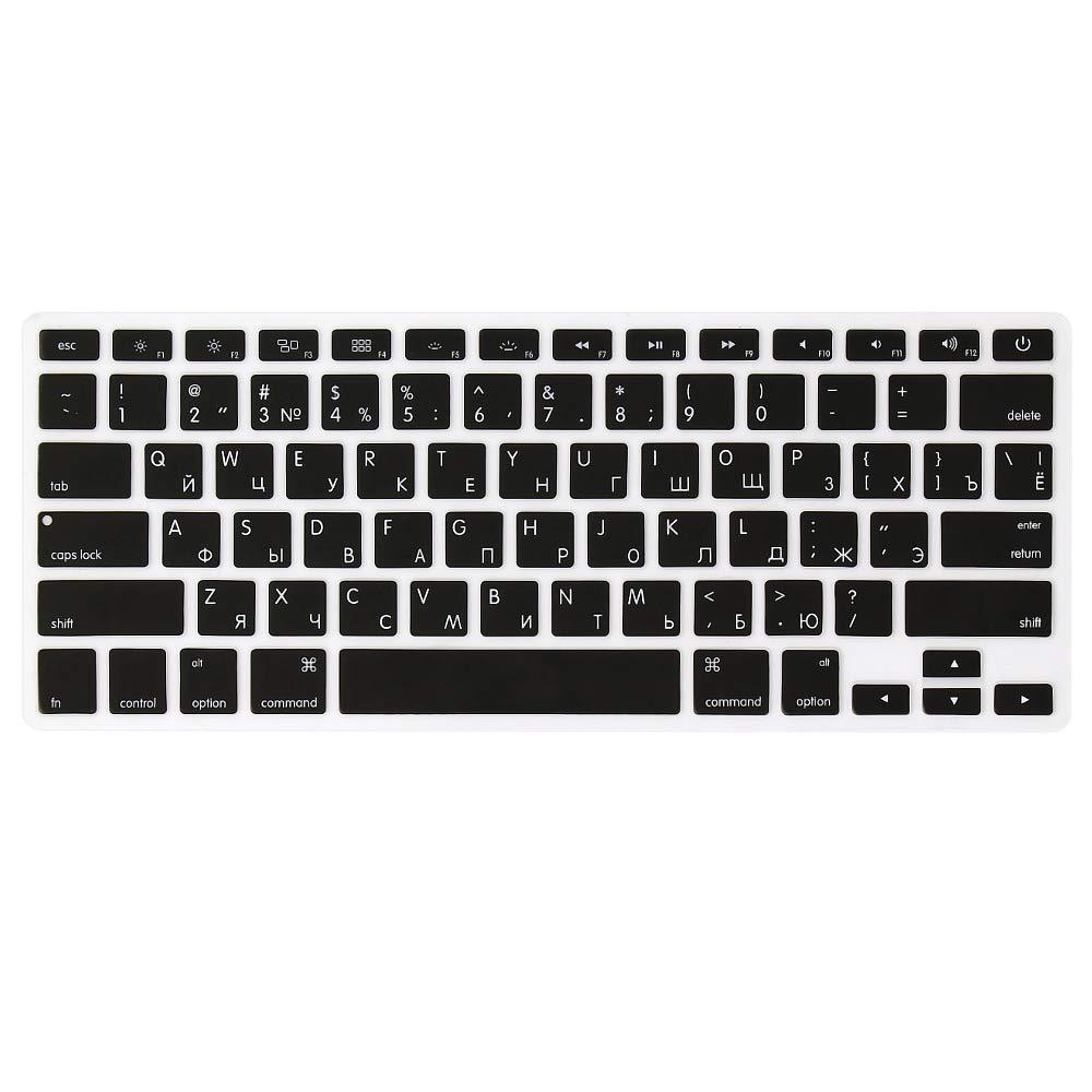 ProElife Russian Keyboard Cover Ultra Thin Silicone Keyboard Skin Protector for MacBook Air 13'' (A1369/A1466)/MacBook Pro with Retina Display/CD-ROM 13" 15'' (2015 or Older Version) (Black) For Air/Pro 13'' 15'' Russian-Black - LeoForward Australia