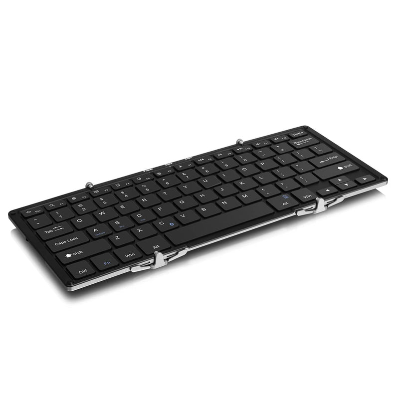  [AUSTRALIA] - Aluratek Portable Aluminum Tri-Fold Bluetooth Keyboard (Standard Full-Size) with Built-In Rechargeable Battery for iPhone, Smartphone, iPad, Tablet, Mac, PC (ABLKO4F) Black