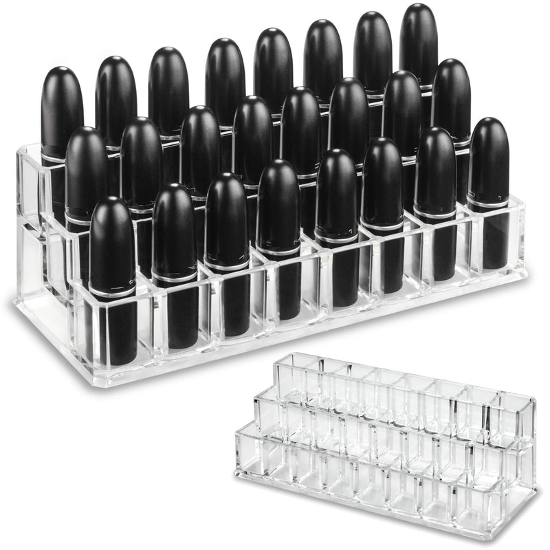 byAlegory Tiered Acrylic Lipstick Makeup Organizer | 24 Space Cosmetic Storage - 3 Tiers (CLEAR) 24 Space Tiered Clear - LeoForward Australia